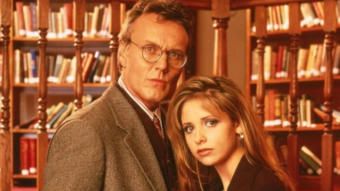 Anthony Head portrays Rupert Giles in a scene from Buffy the Vampire Slayer.