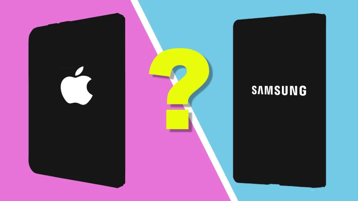 The iPhone Ultra and Samsung Galaxy Z Fold 8 are displayed side by side for a 2026 foldable comparison.