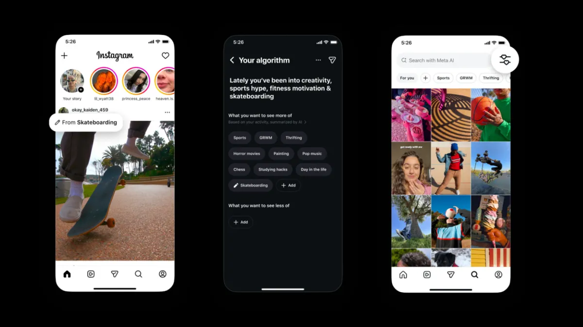 Instagram feed settings interface for managing algorithm personalization and interest-based content preferences.