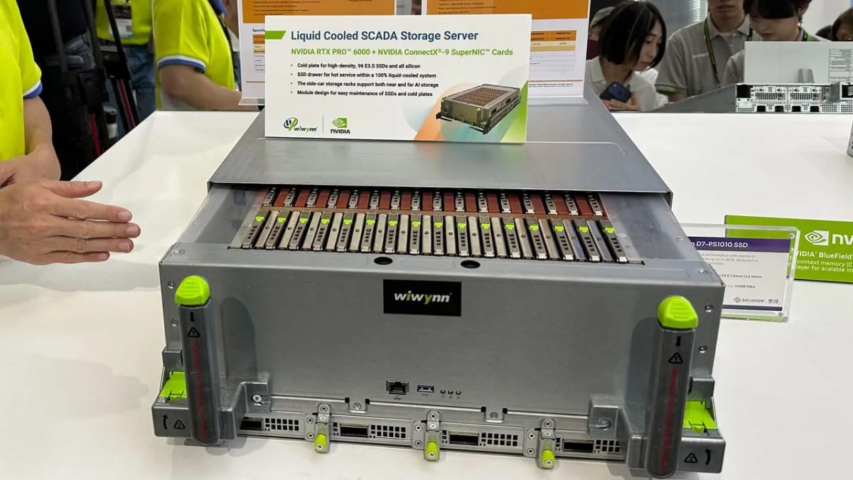 Wiwynn SCADA server with GPU-accelerated storage for Nvidia AI data centers, featuring 2.9 petabytes capacity and PCIe 6.0.