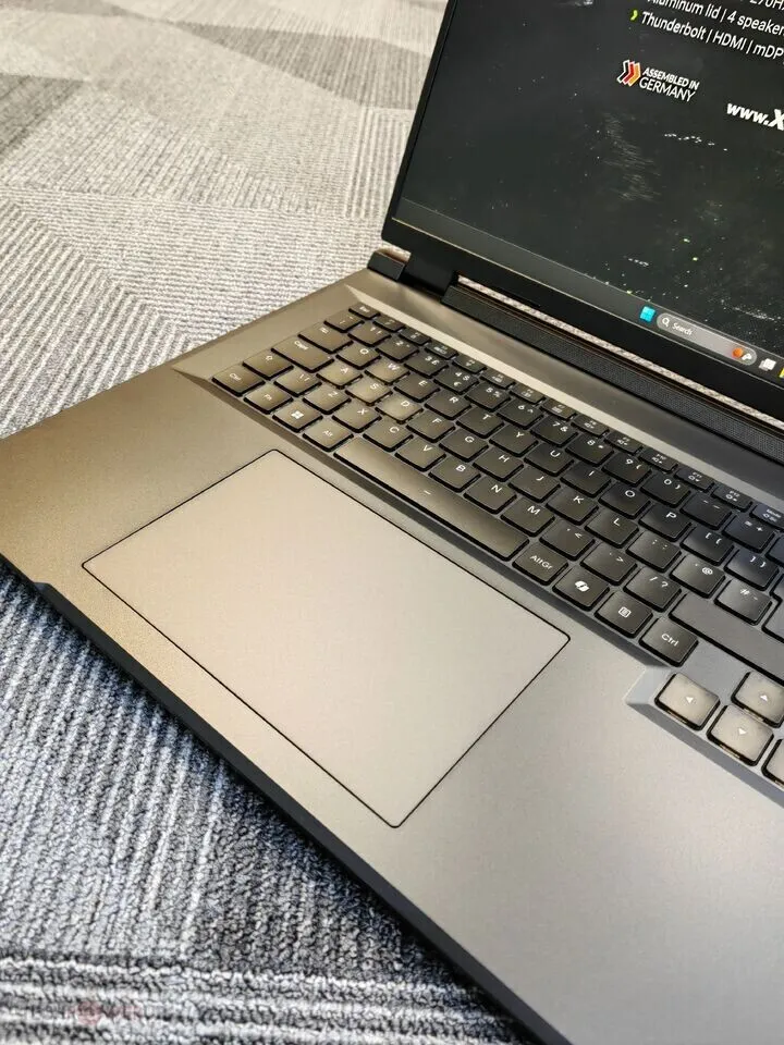 The XMG PRO 18 laptop with a 2.8 kilogram chassis and 12GB VRAM is displayed at Computex 2026.