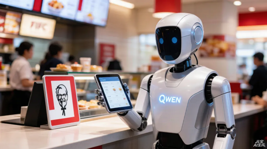 Qwen platform interface displaying third-party AI agent integration for enterprise brands