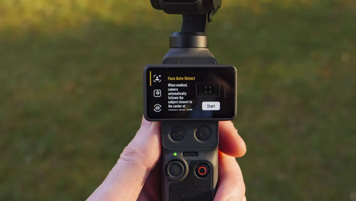 The DJI Osmo Pocket 4 Creator Combo includes the gimbal camera with a wireless microphone and LED light.