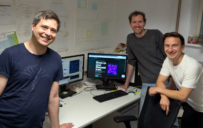 A scannable QR code built from individual silver atoms measures fifty nanometers per side.