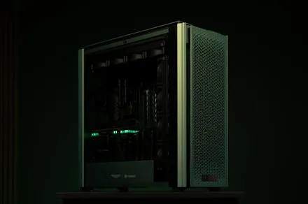 Three handcrafted gaming desktops feature automotive-grade finishes and precision engineering.