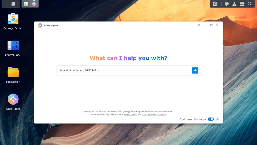 Synology DSM 7.4 interface showcasing deduplication, automation, and collaboration updates.