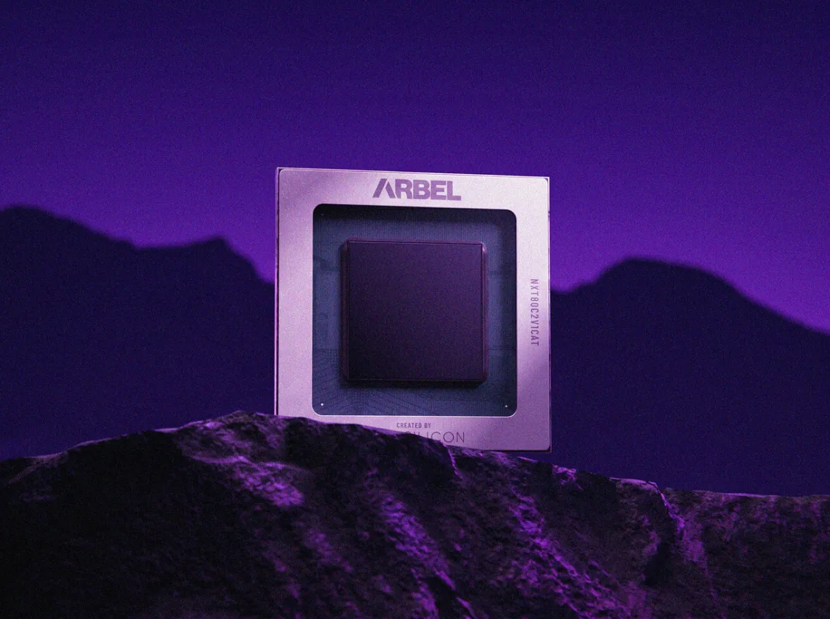 This diagram illustrates the NextSilicon Arbel RISC-V processor architecture scaling to 64 core enterprise configurations.