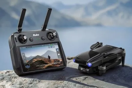 The Ruko U11MINI 4K RC3 drone is shown in a folded position to highlight its compact travel design and camera module.