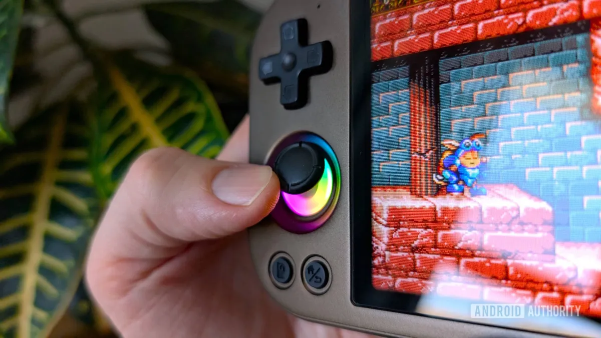 Anbernic replacement parts catalog listing shells, motherboards, joysticks, screens, batteries, and buttons for handhelds.