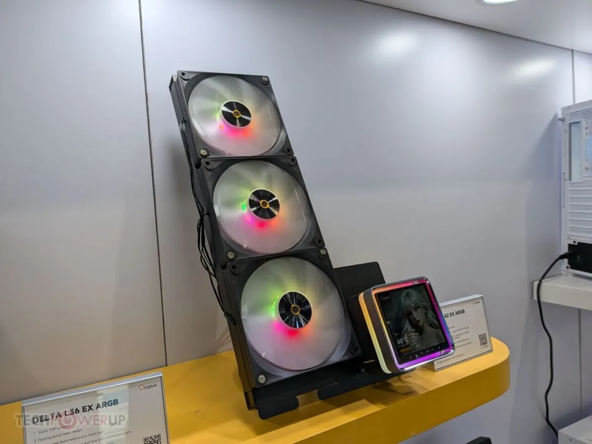 Ocypus displays updated all-in-one liquid coolers with ceramic bearings and 42 millimeter radiators at Computex 2026