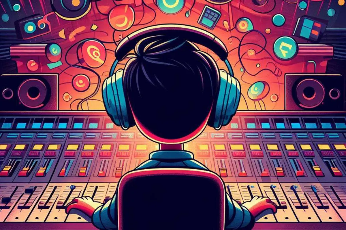 A streaming platform interface displays AI-generated music tracks alongside copyright labels and metadata classification t...