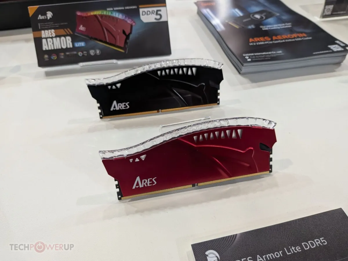 The Dato Ares Armor Lite DDR5 modules feature curved metal heatspreaders and acrylic ARGB diffusers.