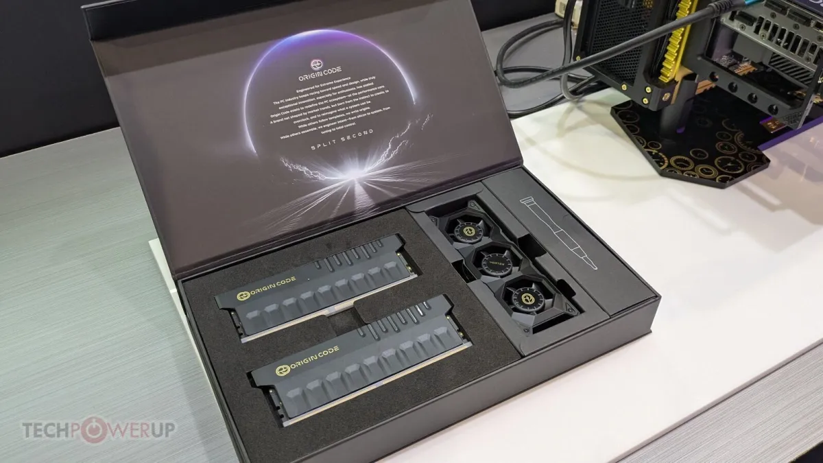 Biwin Origin Code Vortex quad-rank DDR5 memory module on display at Computex 2026.