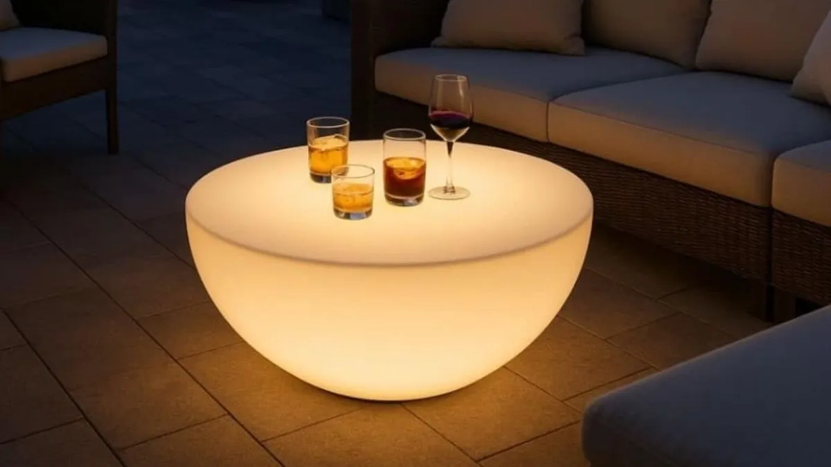 The interface displays placeholder graphics for modular lighting panels and larger portable lamps.