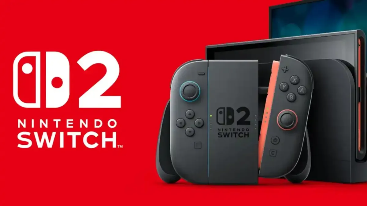 Nintendo Switch 2 console with promotional pricing details.