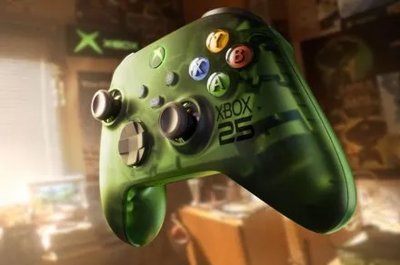 Translucent green Xbox Series X25 Limited Edition console featuring a chassis inspired by the original 2001 hardware.