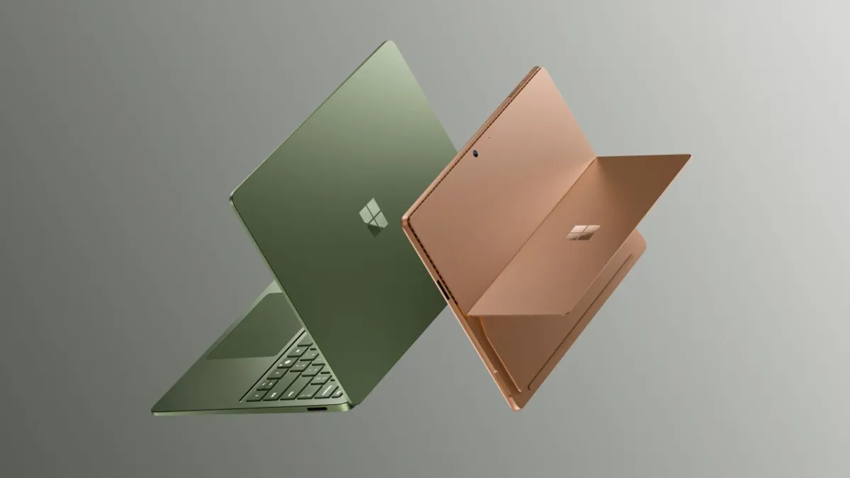 The updated Microsoft Surface Pro and Laptop feature Snapdragon X2 processors and a jade green finish.