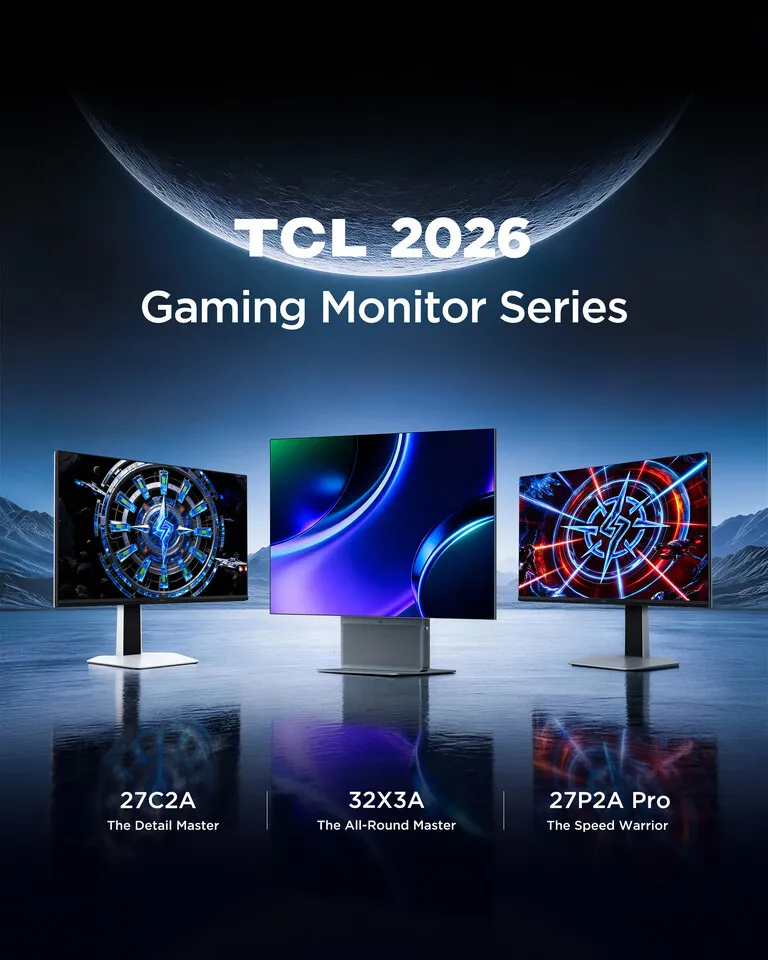 TCL monitors and OLED+ display designed for gaming and productivity.