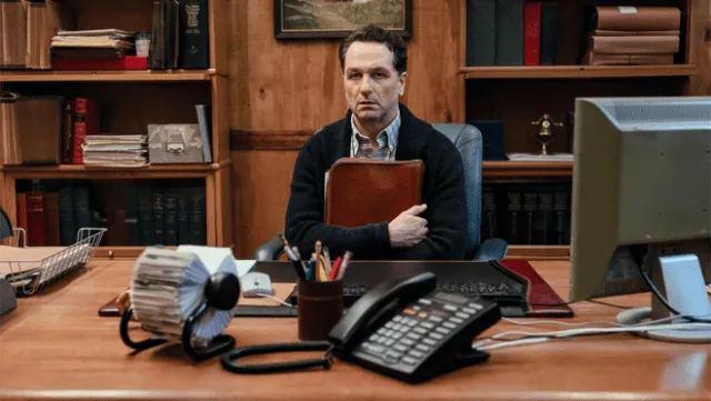 Matthew Rhys portrays Mayor Tom Loftis in the Apple TV series Widow's Bay.