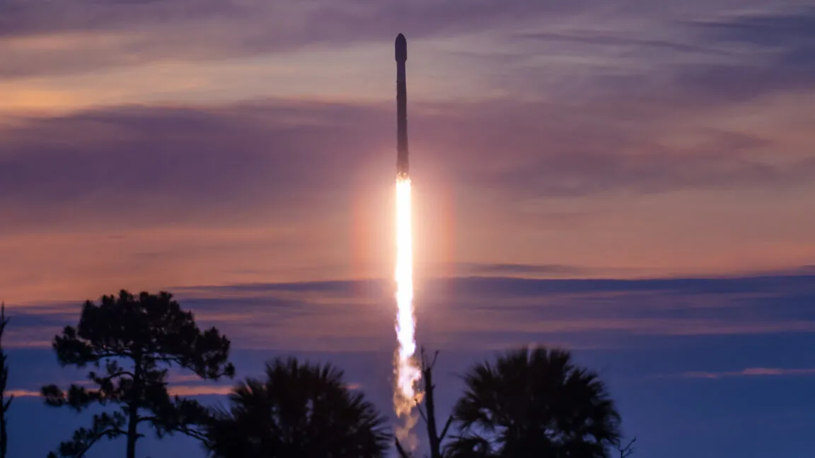 SpaceX Falcon 9 booster B1067 after completing its thirty-fifth flight