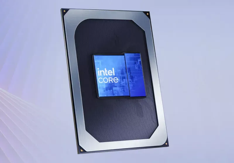 A technical diagram displays Intel CPU cores integrated with Nvidia RTX GPU chiplets for upcoming hybrid laptop processors.
