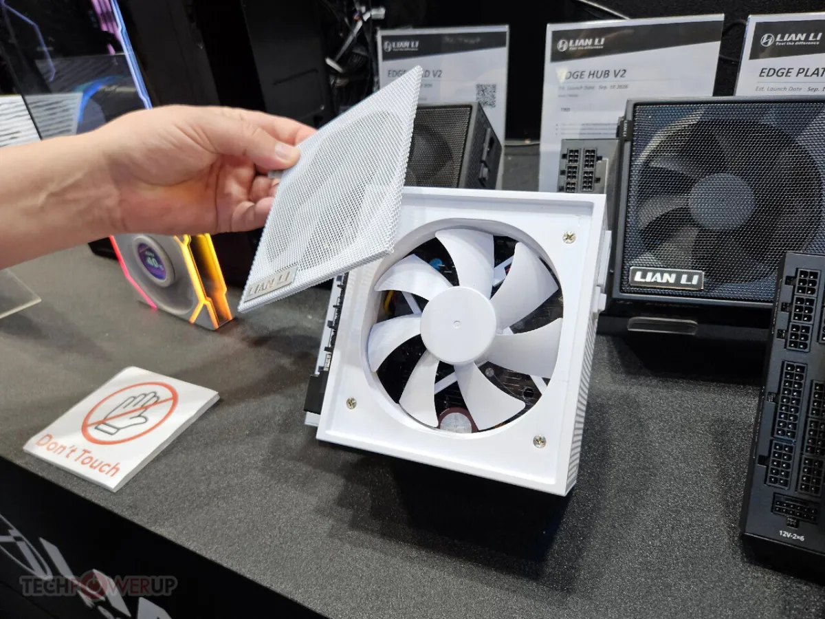 Lian Li Edge Platinum V2 and Edge Gold V2 power supplies at Computex 2026 with modular cabling and Platinum certification.