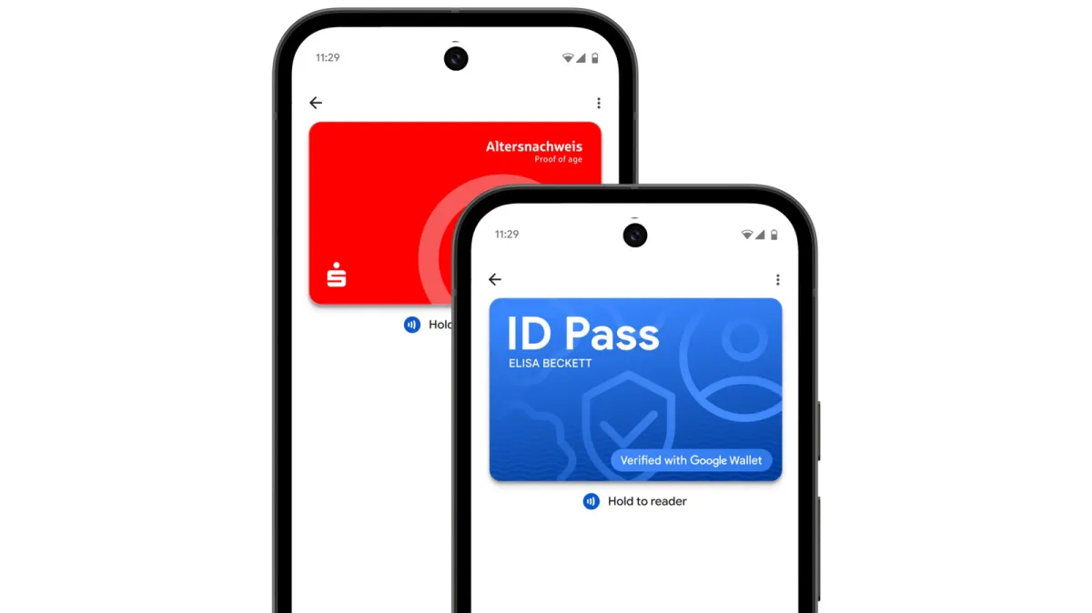 A smartphone displays a digital identification pass within the Google Wallet application.