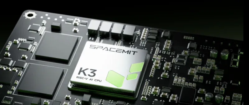 The SpacemiT K3 RISC-V system-on-chip features a compact desktop design with multi-core processing capabilities.