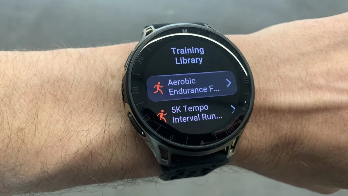 The Amazfit Cheetah 2 Pro smartwatch displays its titanium case and digital interface.