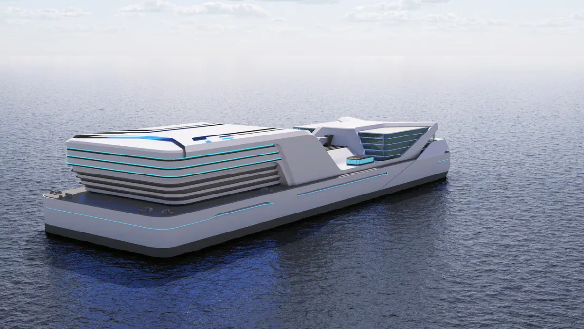 Floating data center platform utilizing LNG fuel cells and seawater cooling for marine computing operations.