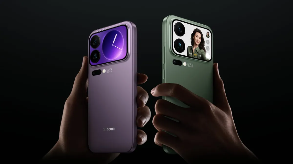 The rear view of the Xiaomi 18 Pro highlights its newly enlarged four-inch external display.