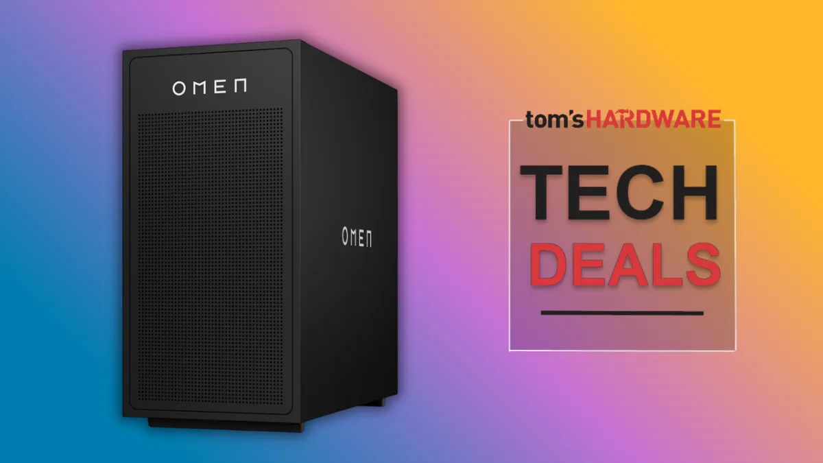 HP Omen 35L gaming desktop with RTX 5080 GPU, Ryzen 9 9900X3D CPU, 64GB RAM, and 4TB SSD