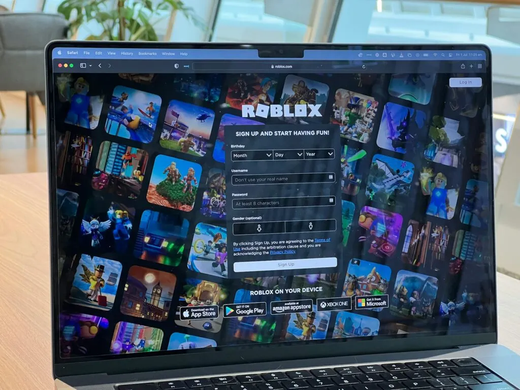 The Roblox gaming platform interface displayed on a screen