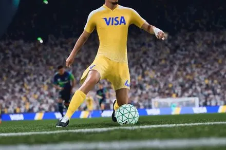 Conceptual visualization of contextual brand placements within a video game stadium.