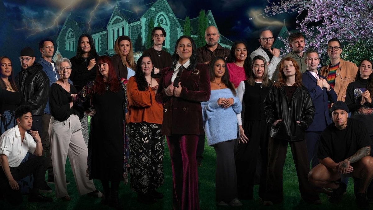 Promotional artwork for The Traitors New Zealand Season 3 features the main cast and title.