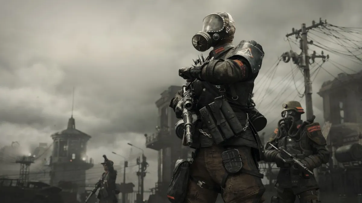 The trailer displays gameplay footage of the protagonist Hunter navigating dark tunnels with a focus on stealth mechanics.