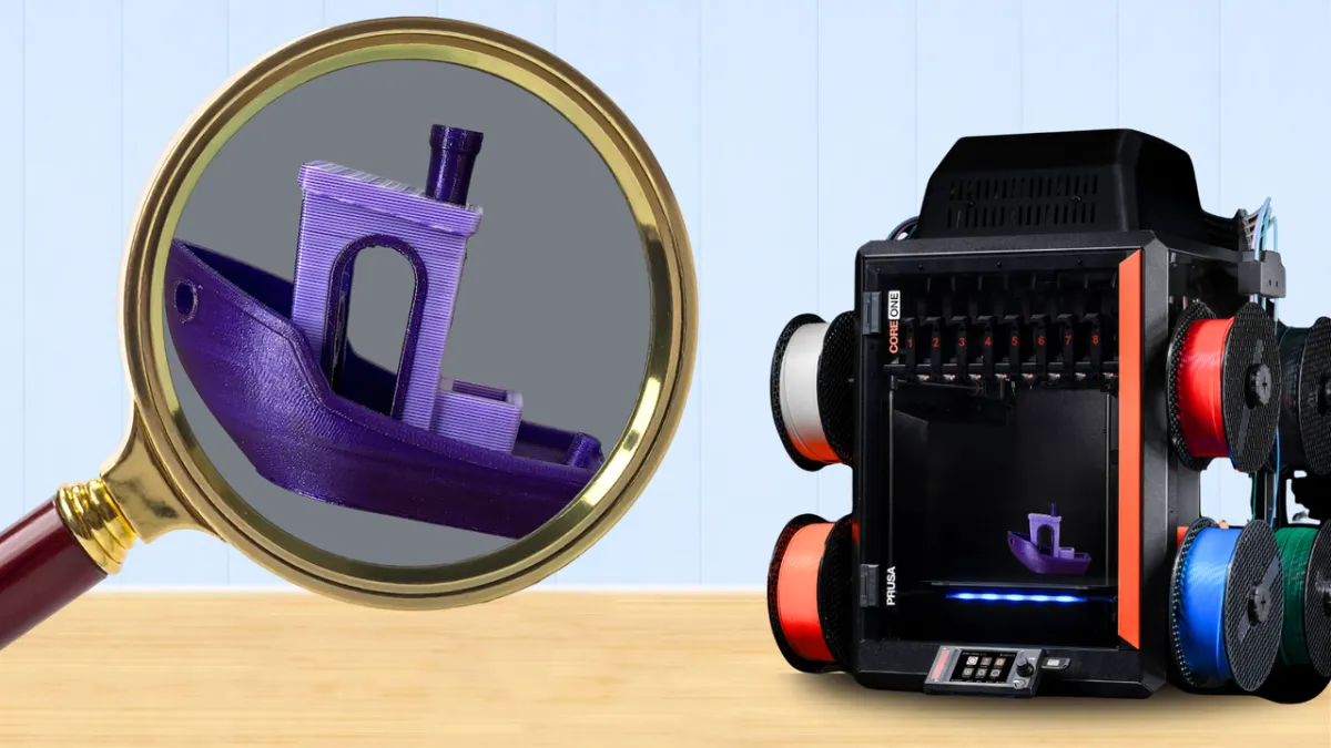 The Prusa ColorMix engine optically blends five filament colors to generate custom shades during FDM 3D printing.