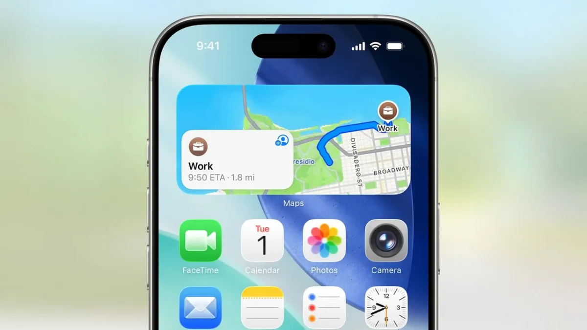 The graphic shows iOS 27 interface customization and App Library folder organization features.