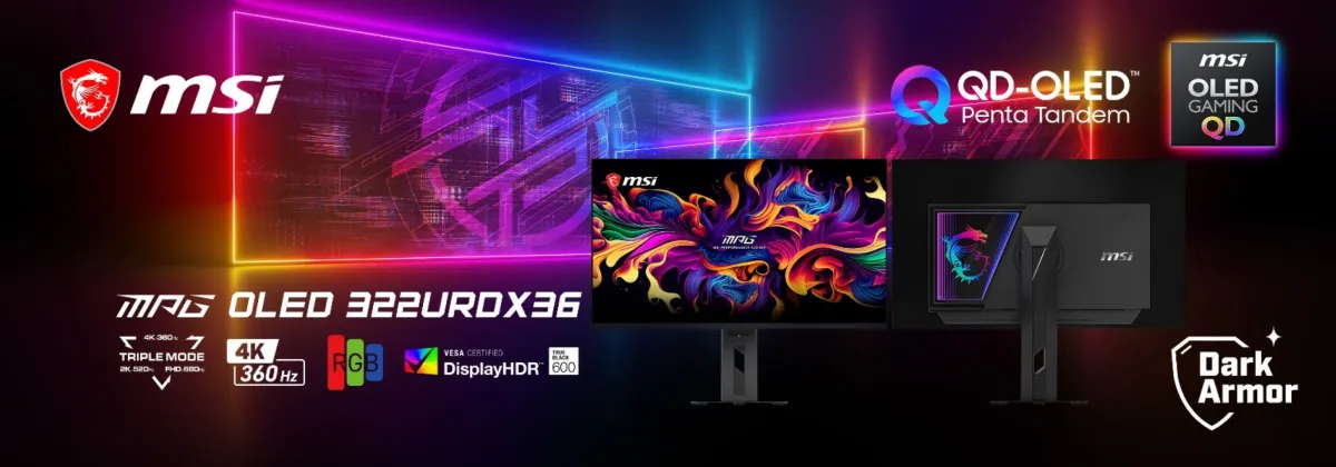 MSI MPG OLED 322URDX36 31.5-inch QD-OLED gaming monitor with Triple Mode switching support.