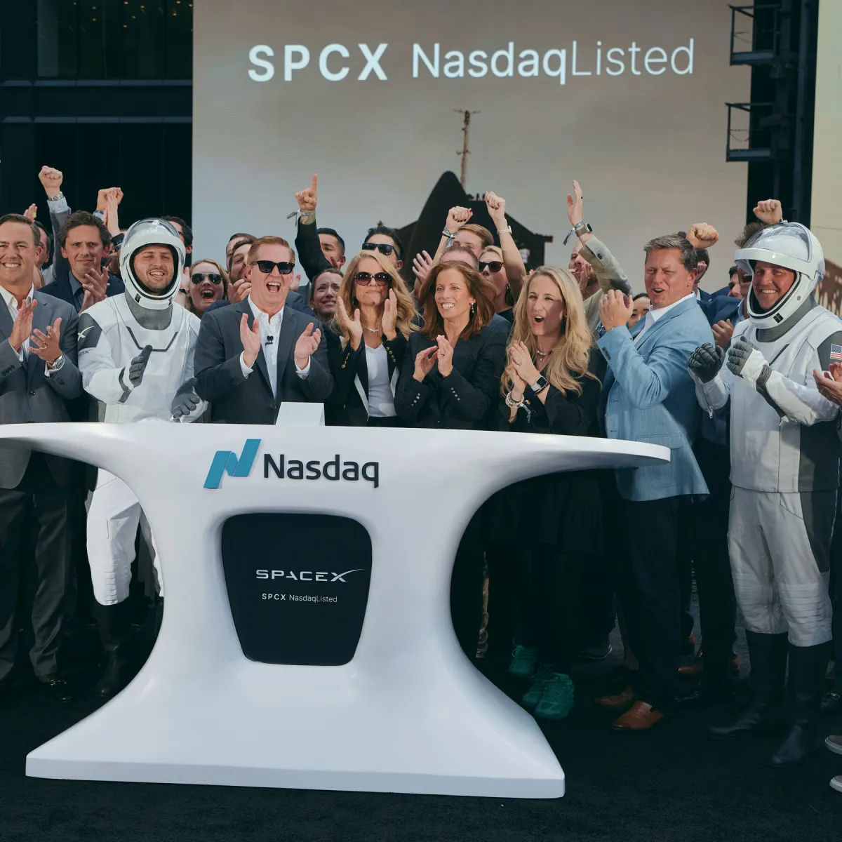 SpaceX shares rise on the first full day of trading.