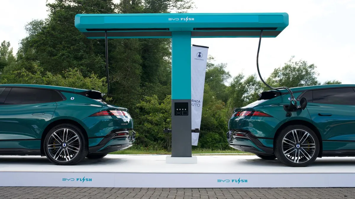 A BYD charging station designed for European electric vehicles