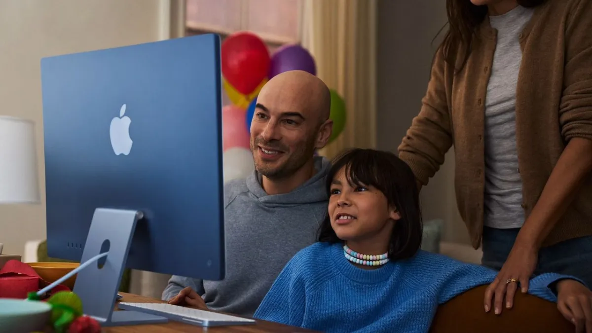 The Apple Screen Time interface displays parental controls and daily usage limits for children.