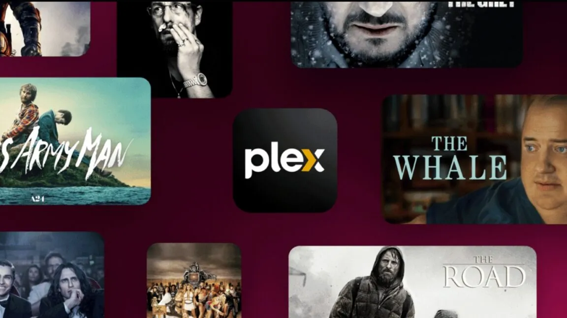 Plex interface showcasing social connectivity features and streaming rental categories