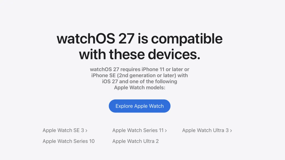 Apple Watch models ending software support due to advanced AI hardware requirements.