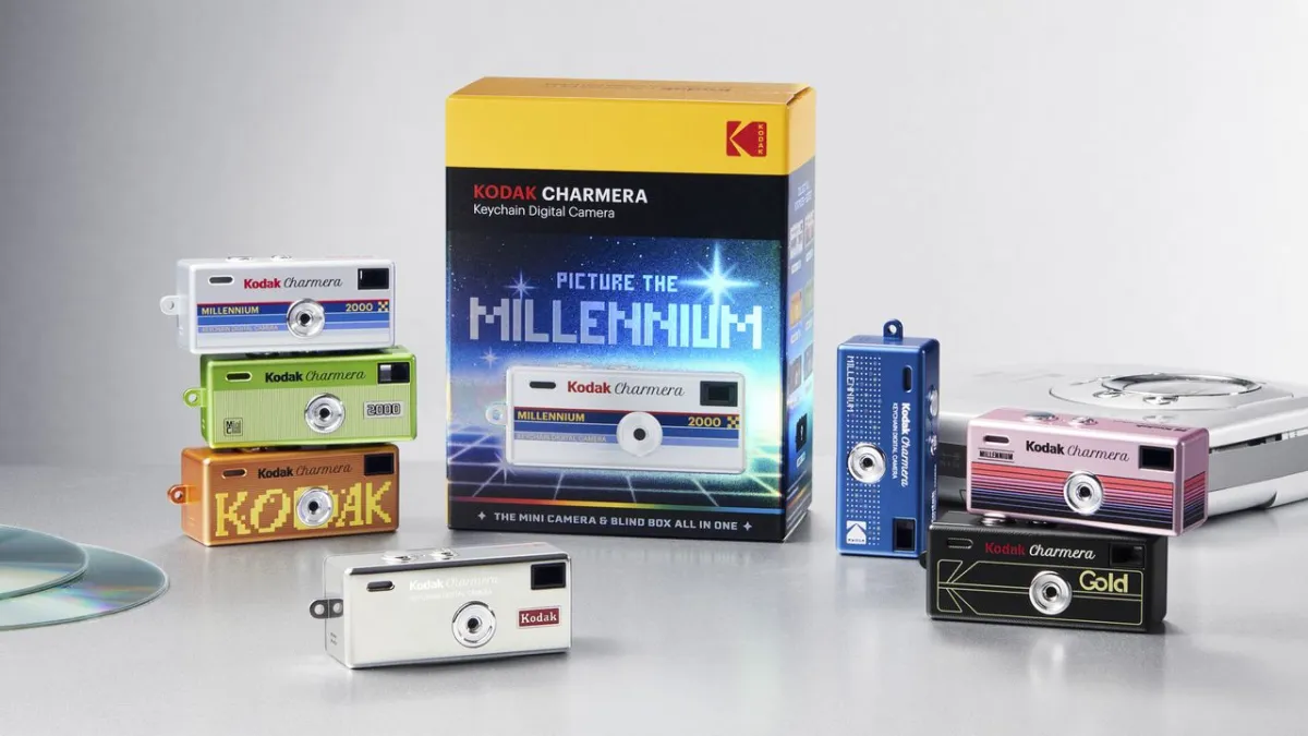 Kodak Charmera Millennium Edition miniature camera with Y2K-inspired design and six colorways.