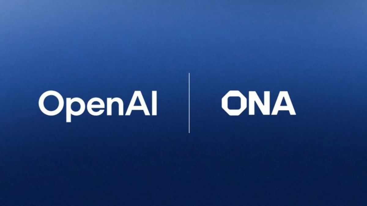 The image shows the OpenAI and Ona logos displayed side by side.