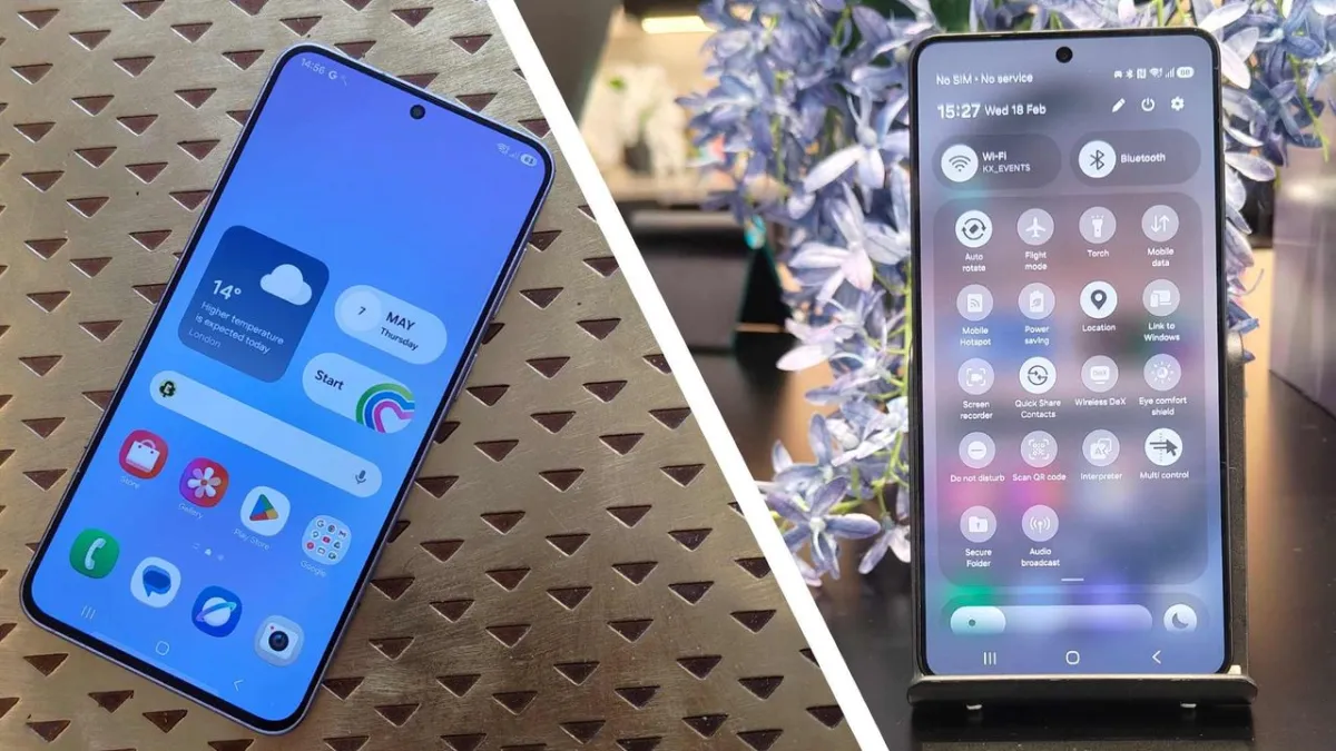 Samsung Galaxy smartphone displaying software interface and system settings