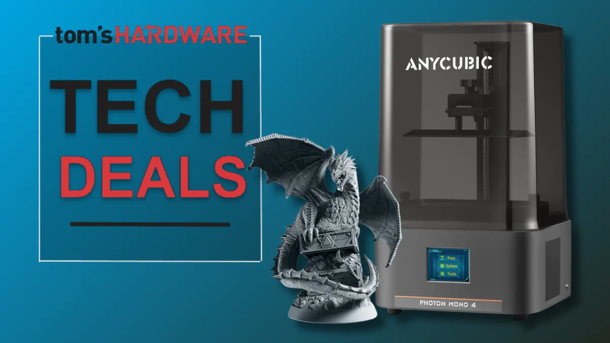 An entry level resin 3D printer sits on a workbench to illustrate affordable desktop fabrication.