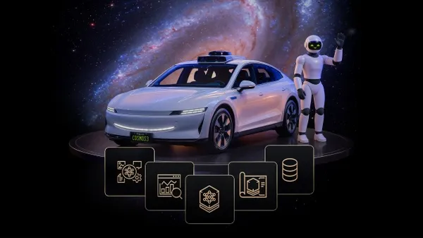A technical diagram illustrating the mixture of transformers architecture powering the new NVIDIA Cosmos 3 foundation model.