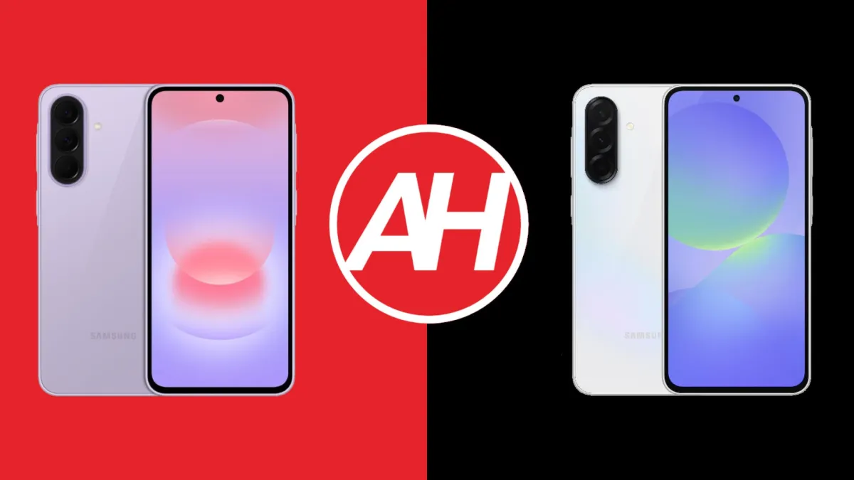 The Samsung Galaxy A37 and A36 smartphones are displayed side by side for hardware comparison.